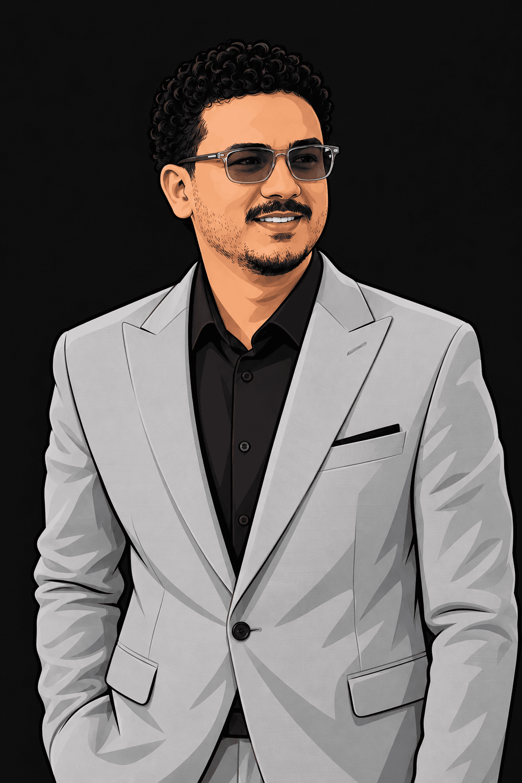 Illustrated portrait of Mohamed Alaa